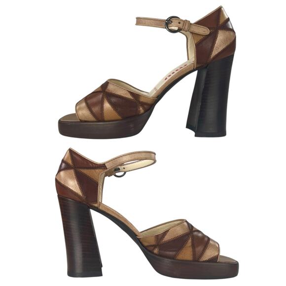 Miu Miu Leather Patchwork Block Heels - Picture 4 of 8